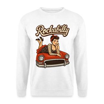 Rockabilly Oldtimer Auto Pin Up Tattoo Geschenk - Unisex Pullover - Weiß - Vorne