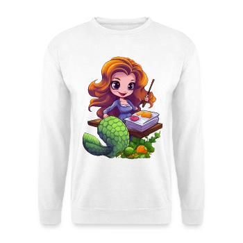 Mermaid artist at drawing board - Unisex Sweatshirt - white - Front
