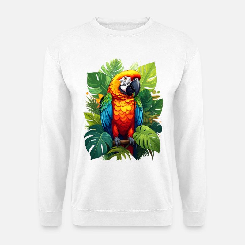 Papagei im Dschungel - Unisex Pullover - Weiß