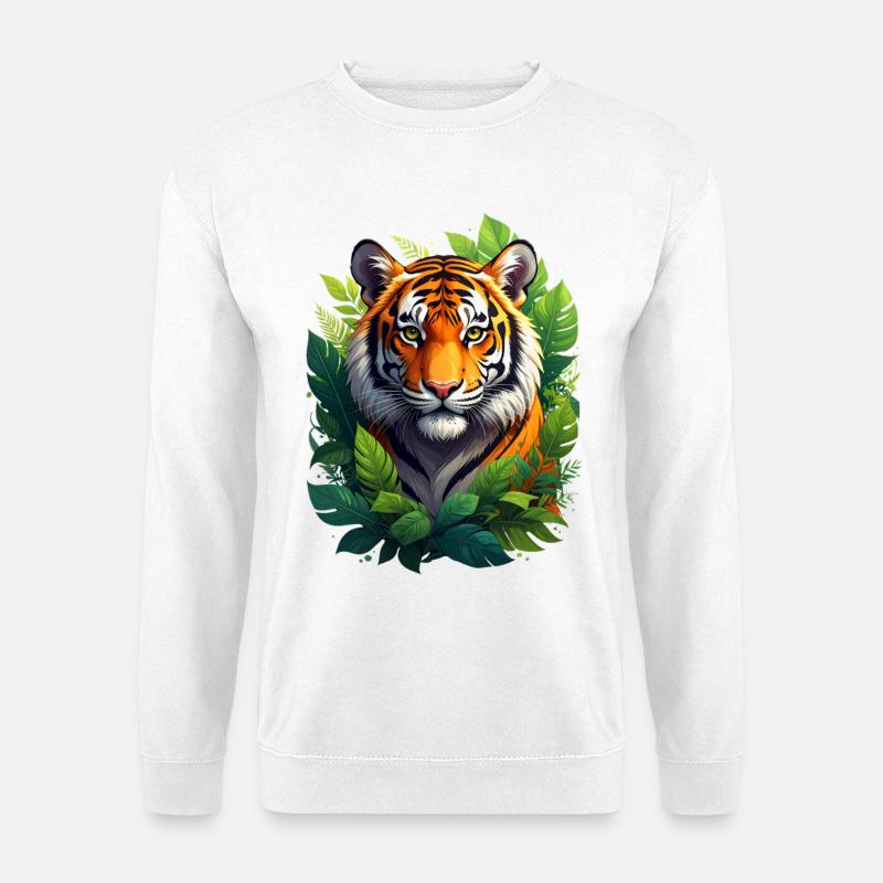 Tiger im Regenwald - Unisex Pullover - Weiß