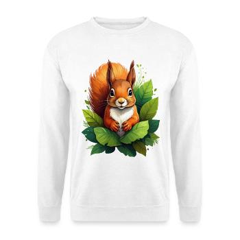 A squirrel between green leaves in the forest - Unisex Sweatshirt - white - Front