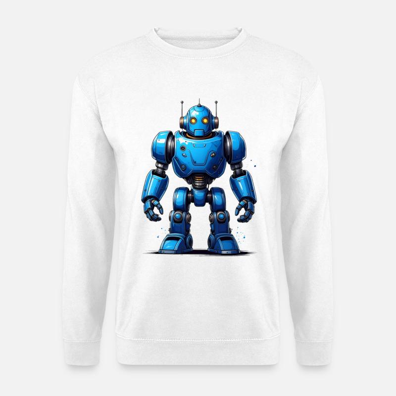 Blauer Roboter - Unisex Pullover - Weiß