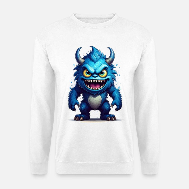 Ein gruseliges blaues Monster - Unisex Pullover - Weiß