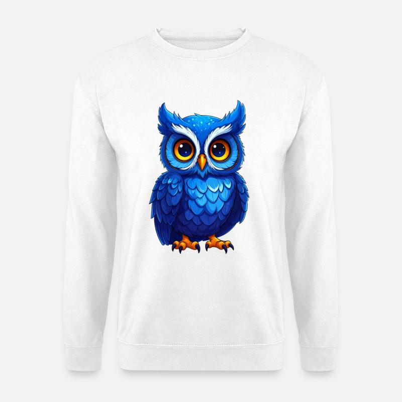 Niedliche blaue Eule - Unisex Pullover - Weiß