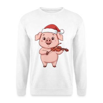 Animaux de ferme de cochons de Noël jouant du violon - Sweat-shirt Unisexe - blanc - Devant