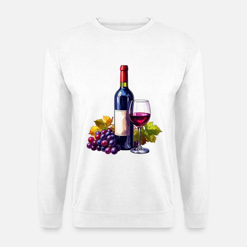 Rotwein / Wein - Unisex Pullover - Weiß
