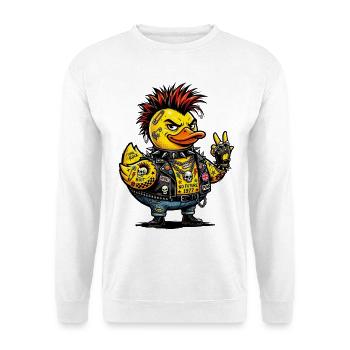 Male Punk Rubber Duck with Mohawk - Unisex Sweatshirt - white - Front