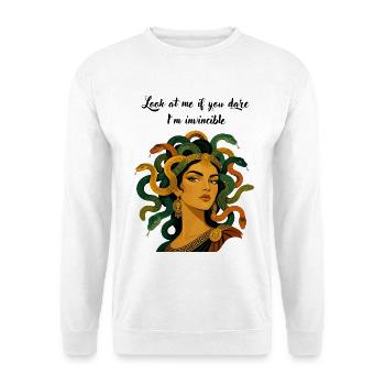 Medusa-Mythologie - Unisex Pullover - Weiß - Vorne - Alina (178cm) & Michal (187cm)