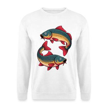 Karpfen Angeln - Unisex Pullover - Weiß - Vorne - Alina (178cm) & Michal (187cm)