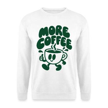 More Coffee – Laufende Kaffeetasse - Unisex Pullover - Weiß - Vorne - Alina (178cm) & Michal (187cm)