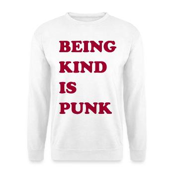 Freundlich zu sein ist Punk - Unisex Pullover - Weiß - Vorne - Alina (178cm) & Michal (187cm)