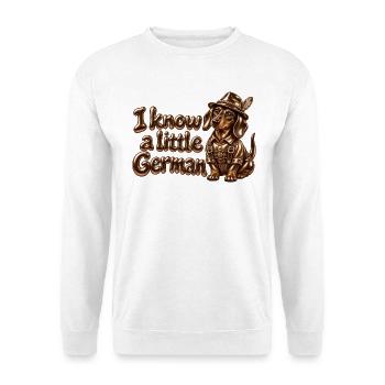 Kleiner deutscher bayerischer Dackel - Unisex Pullover - Weiß - Vorne - Alina (178cm) & Michal (187cm)