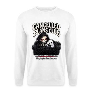 Cancelled Plans Club – Introvertierter Reaper - Unisex Pullover - Weiß - Vorne - Alina (178cm) & Michal (187cm)