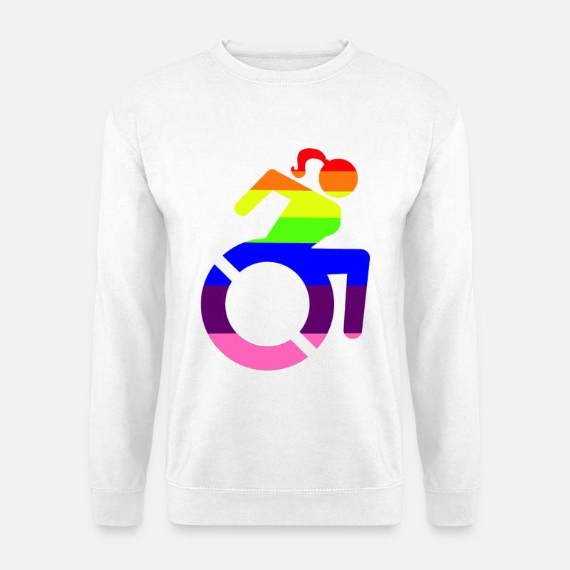 Rollstuhlmädchen LGBTQ-Symbol # - Unisex Pullover - Weiß