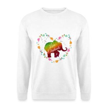 Regenbogen Elefanten Herzdesign - Unisex Pullover - Weiß - Vorne