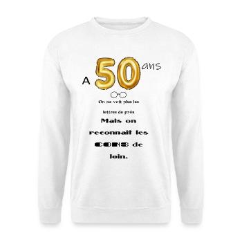 50 ans - Sweat-shirt Unisexe - blanc - Devant