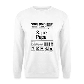 Étiquette Super Papa - Design Humoristique - Sweat-shirt Unisexe - blanc - Devant