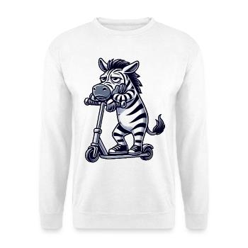 Funny Zebra Boredom Annoyed Cartoon Scooter - Unisex Sweatshirt - white - Front