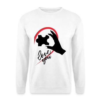 Main tenant un puzzle demi-cœur - Sweat-shirt Unisexe - blanc - Devant