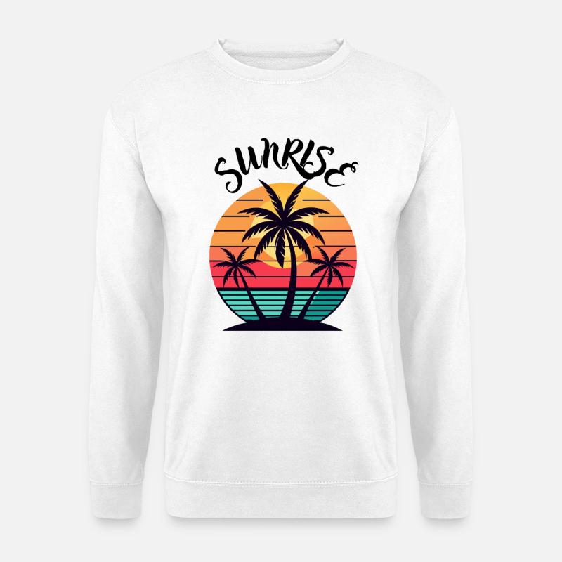 Sunset Palm Trees Retro Beach - Unisex Sweatshirt - white