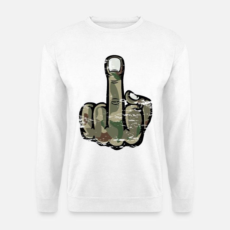 Mittelfinger Stinkefinger Design Armee - Unisex Pullover - Weiß