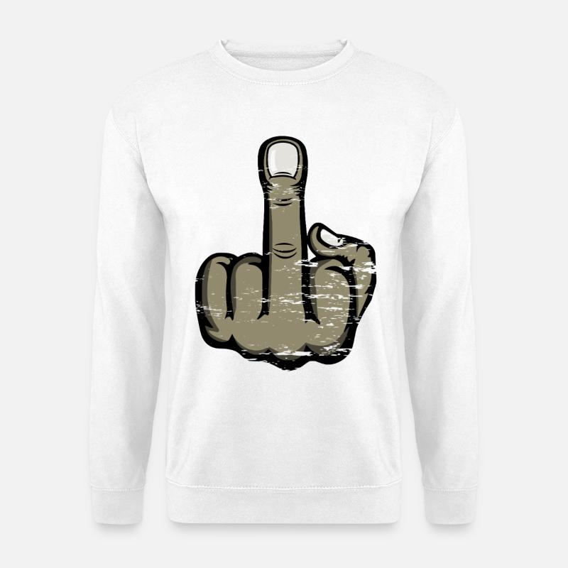 Mittelfinger Stinkefinger Design used - Unisex Pullover - Weiß
