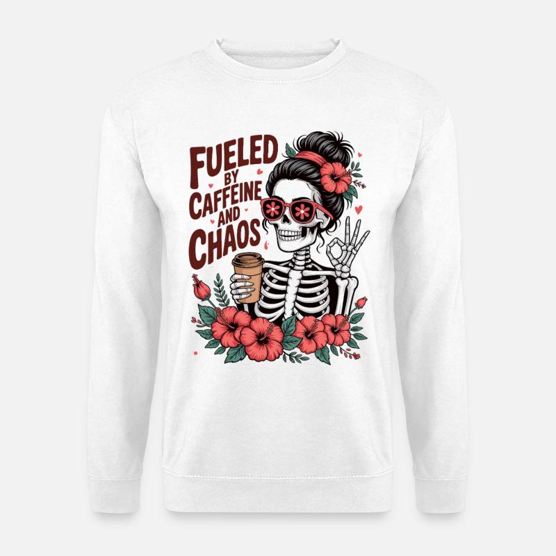 Mutter Koffein Mutter Skelett Kaffee - Unisex Pullover - Weiß