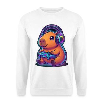 Capybara Gaming Gamer Wasserschwein Zocken - Unisex Pullover - Weiß - Vorne