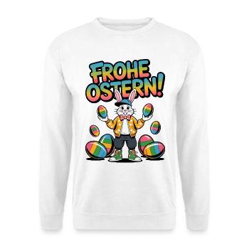 Fröhliche Ostern Bunny Farben - Unisex Pullover - Weiß - Vorne