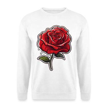 Rote Rose Tattoo-Stil Motiv - Unisex Pullover - Weiß - Vorne