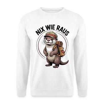 Abenteuer Otter - Unisex Pullover - Weiß - Vorne - Alina (178cm) & Michal (187cm)