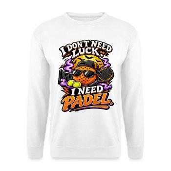 I Need Padel - Padel Spruch - Unisex Pullover - Weiß - Vorne - Alina (178cm) & Michal (187cm)