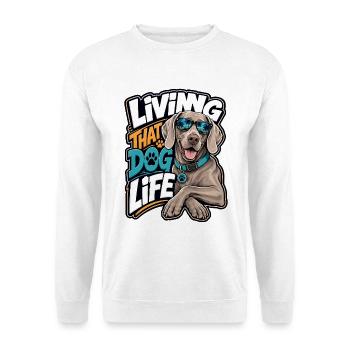 Weimaraner - Unisex Pullover - Weiß - Vorne - Alina (178cm) & Michal (187cm)
