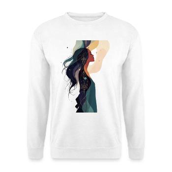 Kosmische Seele mit Geometrie - Unisex Pullover - Weiß - Vorne - Alina (178cm) & Michal (187cm)