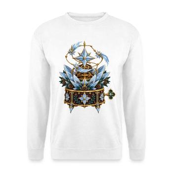 Frostblumen-Uhrwerk mit Kometenmechanik - Unisex Pullover - Weiß - Vorne - Alina (178cm) & Michal (187cm)