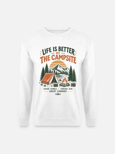 Lagerfeuer am Campingplatz - Unisex Pullover - Weiß