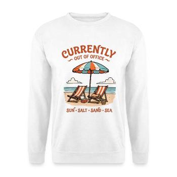 Currently Out Of Office Strand Urlaub Retro - Unisex Pullover - Weiß - Vorne - Alina (178cm) & Michal (187cm)