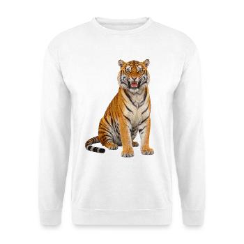 Tiger - Unisex Pullover - Weiß - Vorne - Alina (178cm) & Michal (187cm)