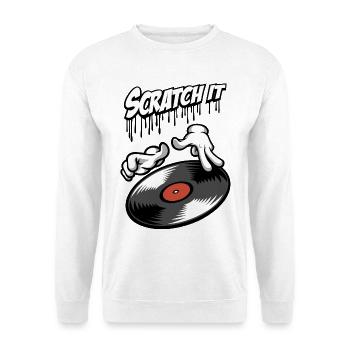 Disques hip hop et mains de dessins animés - Sweat-shirt Unisexe - blanc - Devant