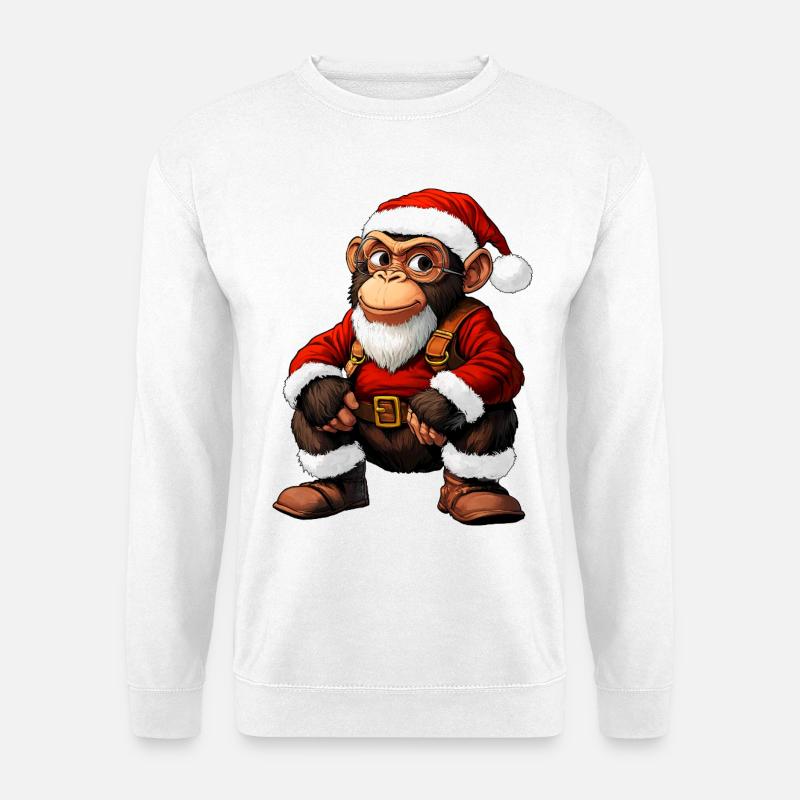 Affe Weihnachten - Unisex Pullover - Weiß