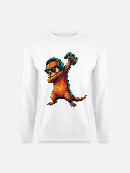 Gamer Otter spielt Videospielkunst - Unisex Pullover - Weiß
