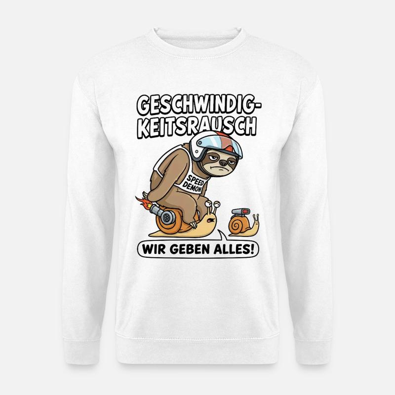 Geschwindigkeitsrausch: Schnelle Schnecke - Unisex Pullover - Weiß
