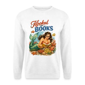 Sirène rétro : Accro aux livres Design de pin-up - Sweat-shirt Unisexe - blanc - Devant