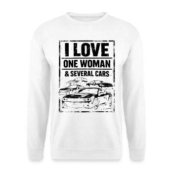 Humour Voiture - I Love One Woman & Several Cars - Sweat-shirt Unisexe - blanc - Devant