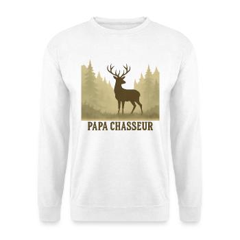 Papa Chasseur Silhouette Cerf Forest - Sweat-shirt Unisexe - blanc - Devant