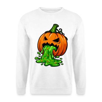 Giftiger Halloween Kürbis - Unisex Pullover - Weiß - Vorne - Alina (178cm) & Michal (187cm)