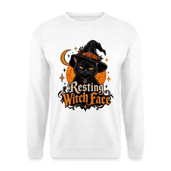 "Das ultimative "Resting Witch Face"-Design! - Unisex Pullover - Weiß - Vorne - Alina (178cm) & Michal (187cm)