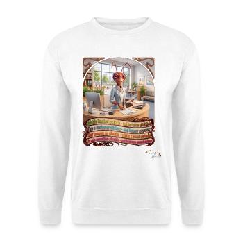 Heuschrecke JOGUE Kundenberaterin in 4 Sprachen - Unisex Pullover - Weiß - Vorne - Alina (178cm) & Michal (187cm)