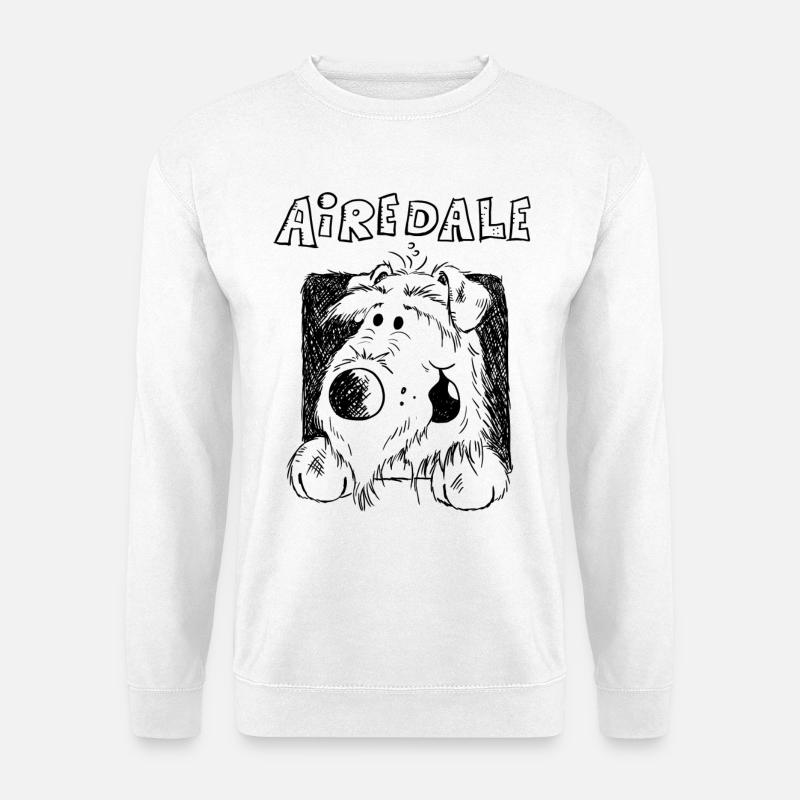 Airedale Terrier Zeichnung - Hund - Geschenk - Unisex Pullover - Weiß