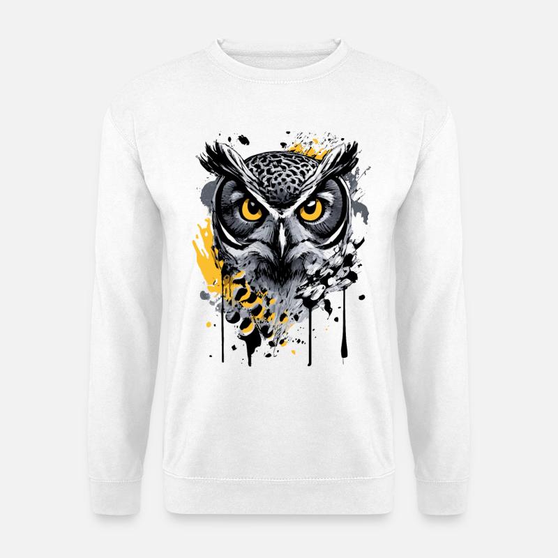 Eule Bunt - Nachteule - Schleiereule - Kauz - Unisex Pullover - Weiß